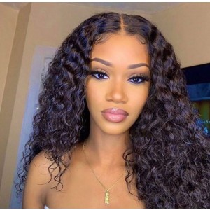 Kriyya Brazilian Deep Wave Hair Weave 3 Bundles With 5x5 HD Transparent Lace Closure