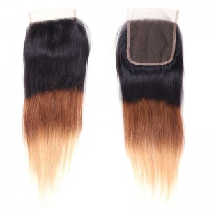 Kriyya High Grade Ombre Straight 4x4 Lace Closure Virgin Human Hair Free Part Closure Sew In