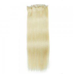 Kriyya 100g Clip Ins 100 Remy Human Hair Platinum Blonde 18-22 Inch Hair Extensions