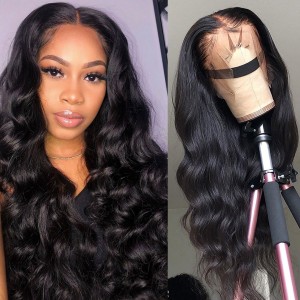 Kriyya Brazilian Body Wave Lace Part Wig 150% Density Virgin Hair Wigs Natural Black