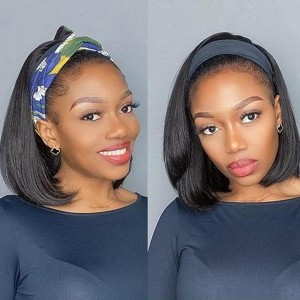 Kriyya HeadBand Wigs Human Hair Bob Wigs 150% Density Virgin Hair Glueless Wigs Natural Color