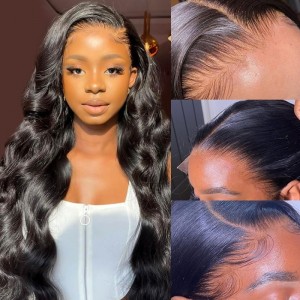 Kriyya 5x5 Glueless Undetectable HD Transparent Breathable Lace Closure Wig Body Wave Human Hair Wigs 180% Density