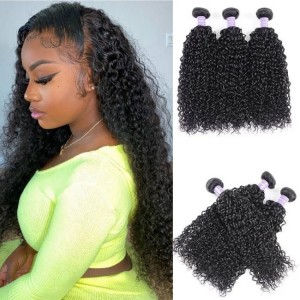 Kriyya Jerry Curly Weave Human Hair 3 Bundles Malaysian 7A Human Hair