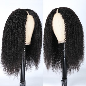 Kriyya Glueless Kinky Curly Upgrade V Part  Human Hair Wig 150% Density