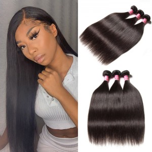Kriyya 3 Bundles Straight Human Hair Weave Brazilian Hair 9A Virgin Hair