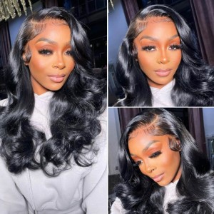 Kriyya Body Wave 13x4 HD Invisible Transparent Lace Front Human Hair Wigs With Natural Baby Hair