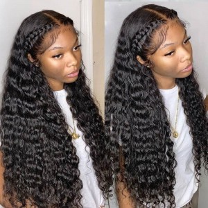 Kriyya Deep Wave Human Hair Wig 13x6  Lace Frontal Human Hair Wig With Baby Hair 150% Density