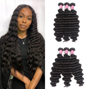 Kriyya Loose Deep Wave Bundles Indian 3 Bundles Weave Hair