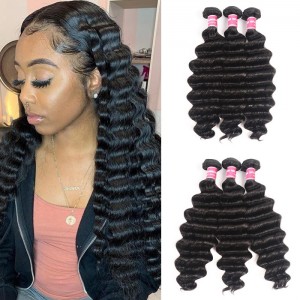 Kriyya Loose Deep Wave Hair 3 Pcs Virgin Human Hair Malaysian Weave Hair