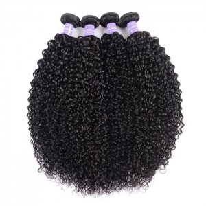 Kriyya Malaysian Jerry Curly Hair 4 Bundle Deals Unprocessed 7A Human Hair Weave 