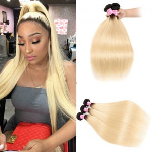 Kriyya 3 Pcs T1B/613 Ombre Virgin Hair Bundle Deals Malaysian Straight Hair