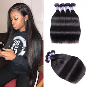 Kriyya Peruvian Straight Hair 4 Bundles Virgin Human Hair Weaving 7A Hair