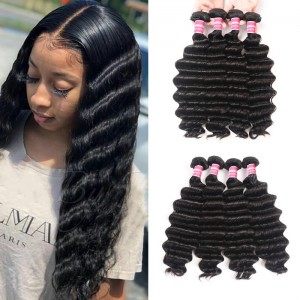 Kriyya Unprocessed Brazilian Virgin Hair 3 Pcs Loose Deep Wave Weave