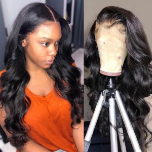 Kriyya 13x4 Lace Frontal Wig Body Wave Human Hair 180% Density Glueless Pre Plucked