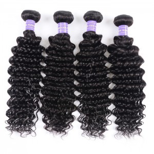 Kriyya Deep Wave Bundles Indian 100% Virgin Human Hair 4 Pcs 7A Human Hair