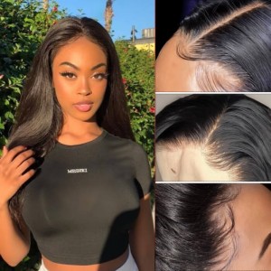 Kriyya 13x4 Straight Lace Front Wigs Pre-Plucked Human Hair Wig 150% Density