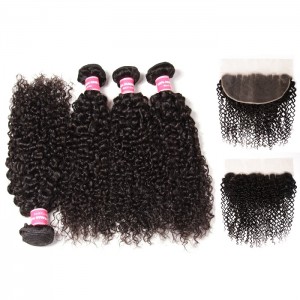 Kriyya Brazilian 4 Bundles Curly Hair With 13x6 Full Lace Front