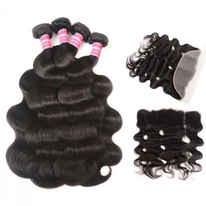 Kriyya 13x6 Ear To Ear Lace Frontal With 4Bundles Malaysian Body Wave Hair