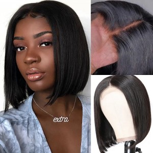 Kriyya Remy 13x4 Lace Closure Bob Wig Straight Short Human Hair Wigs  150% Density
