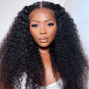 Kriyya Glueless Kinky Curly Upgrade V Part  Human Hair Wig 150% Density