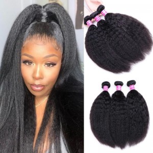 Kriyya Kinky Straight Brazilian Hair 3 Bundles 100 Human Hair Weave
