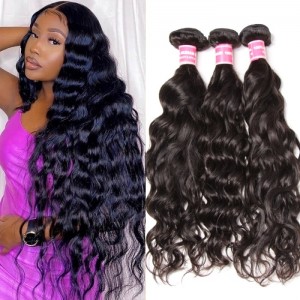 Kriyya Natural Wave Bundles Indian 3 Bundles Unprocessed Virgin Hair