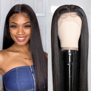 Kriyya Lace Part Wigs Straight Hair Middle Part Lace Frontal Wig 4 Inch Deep Part Lace Wigs