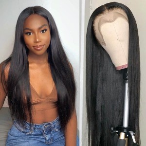 Kriyya 13x4 Straight Lace Front Wigs Pre-Plucked Human Hair Wig 150% Density