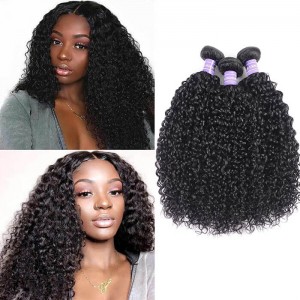 Kriyya Jerry Curly 3 Bundles Peruvian Unprocessed 7A Human Hair Weave