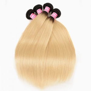 Kriyya Best Malaysian Human Hair Weave Straight Hair 4 Pcs  T1B/613 Color