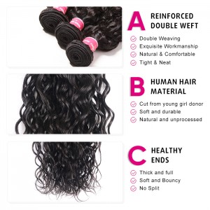 Kriyya 3 Pcs Water Wave With 4*4 Lace Closure Brazilian Remy Human Hair