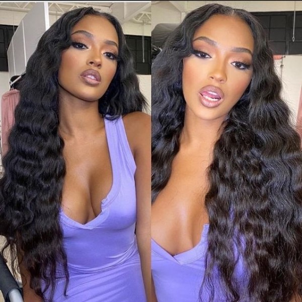 Flash Sale Kriyya Loose Deep Wave T Part 13X5 Lace Front Wigs Hand Tied Middle Part Preplucked Human Hair Wigs
