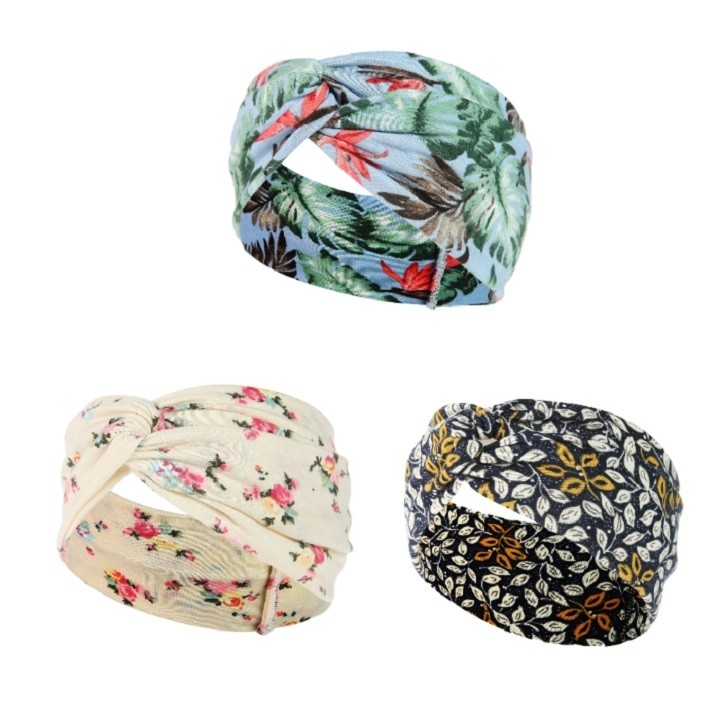 Floral Print Knot Headband 3 Pack 