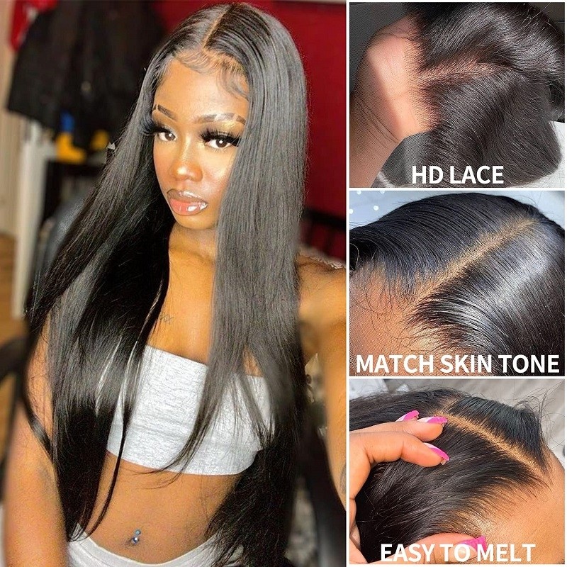 Kriyya HD Transparent Lace Wigs Straight Wigs 5X5 Lace Closure Wig with Baby Hair 180 Density Trendy Kay's Choice