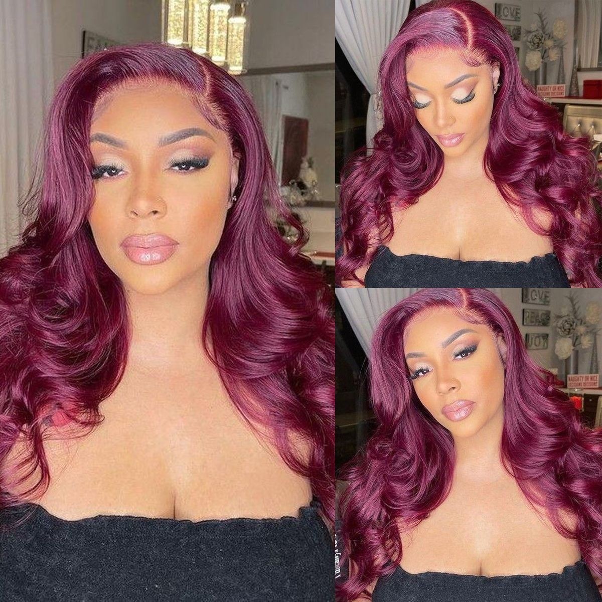 Kriyya 99J Burgundy Lace Front Wig Straight 13x4 Human Hair Wig Pre Plucked With Baby Hair