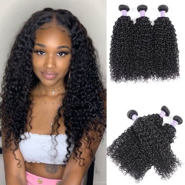 Kriyya Brazilian Jerry Curly Hair 3 Bundles Human Hair Weave 7A Hair