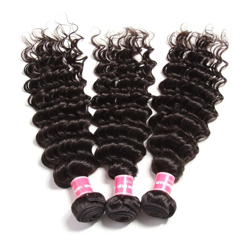 Kriyya Malaysian Deep Wave Hair 3 Bundles Weave Hair 100% 9A Virgin Hair
