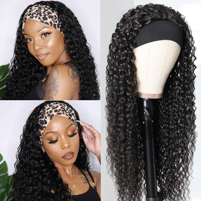 Kriyya Glueless Beginner Friendly Jerry Curly Human Hair Headband Wigs 150% Density