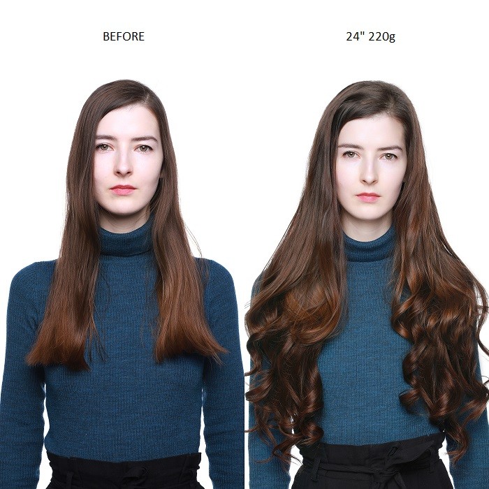 Kriyya 220g Natural Hair Clip Ins Chocolate Brown 20-24 Inch Hair Extensions Remy Hair