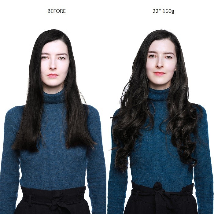 Kriyya 160g Remy Clip In Hair Extensions Natural Black Human Hair Extensions