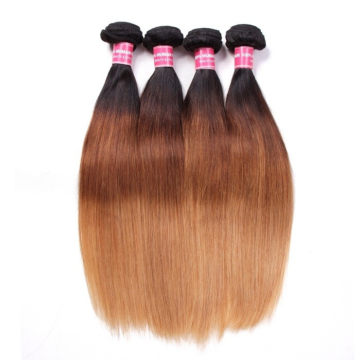 Kriyya Straight 100 Human Hair Weave 4 Pcs T1B/4/27 Ombre Indian Hair