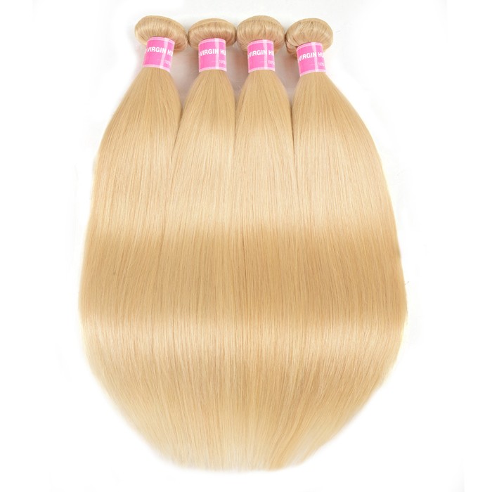 Kriyya Brazilian Virgin Hair 613 Blonde 4 Bundles Straight Human Hair Weave