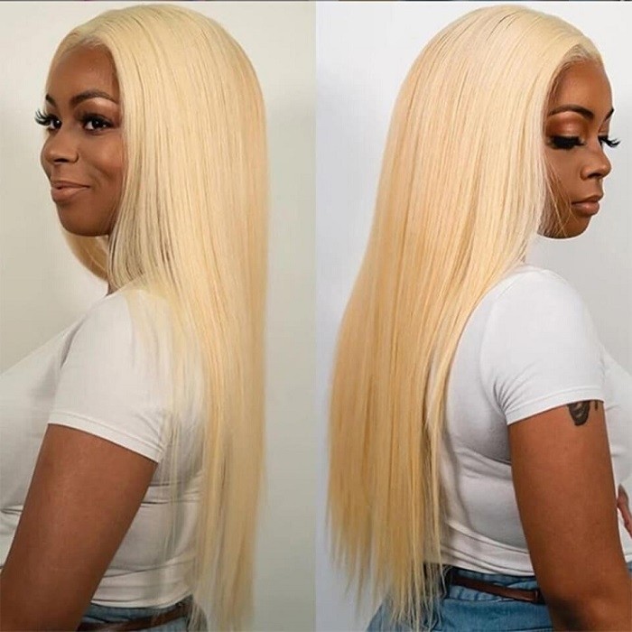 Kriyya 613 Blonde Straight Human Hair Wigs 150% Density 13x4 Lace Front Wigs For Sale