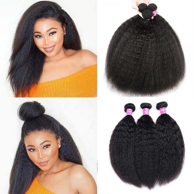 Kriyya Kinky Straight Brazilian Hair 3 Bundles 100 Human Hair Weave