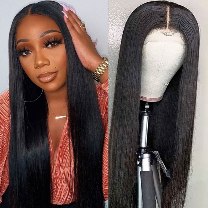 Kriyya Lace Part Wigs Straight Hair Middle Part Lace Frontal Wig 4 Inch Deep Part Lace Wigs