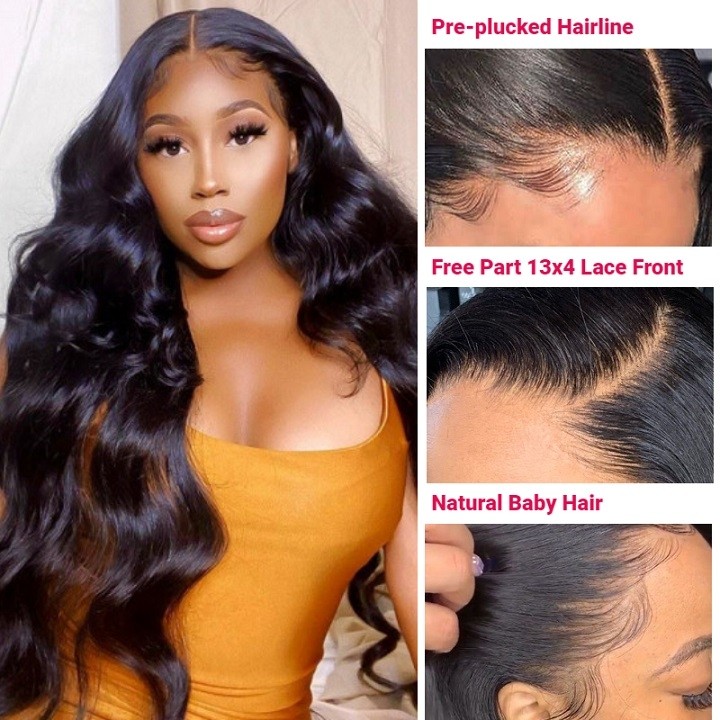 Kriyya 13x4 Lace Front Human Hair Wigs Body Wave Wigs With Baby Hair 150% Density Favorable Price
