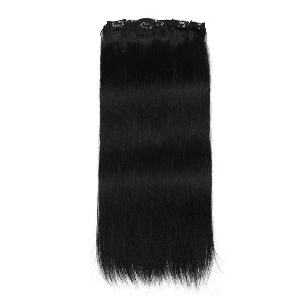 Kriyya 100g Clip In Hair Extensions Jet Black Remy Human Hair Clip Ins