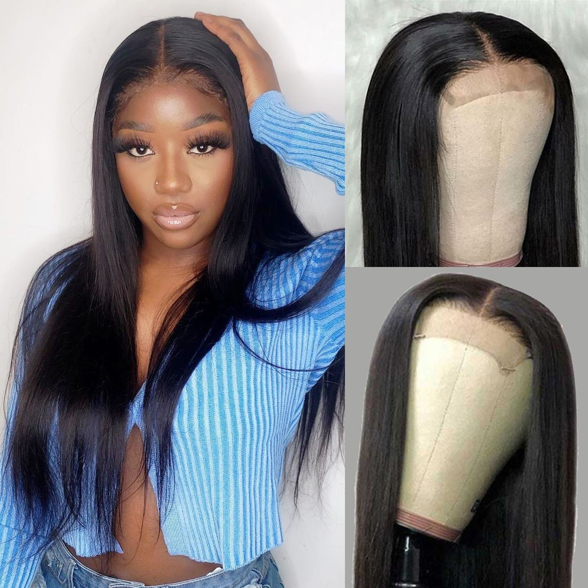 Kriyya Straight Hair Wig 150% Density Lace Part Wig Human Hair Natural Color
