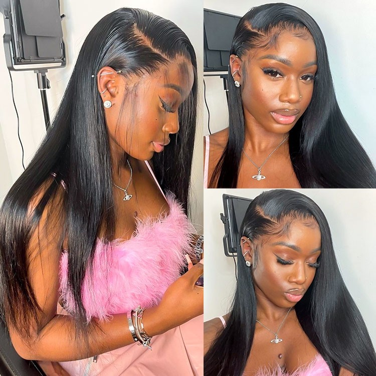 Kriyya Pre Plucked 13x4 Straight Lace Front Wigs 150% Density Human Hair Wig