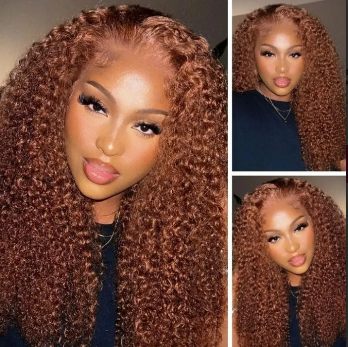 ginger curly lace part wig